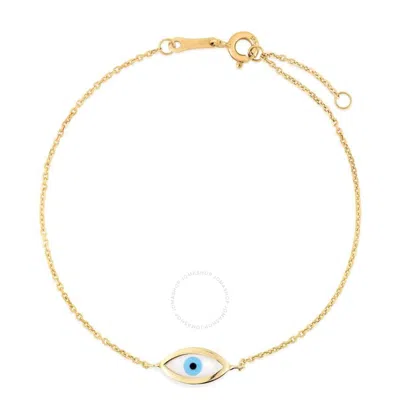 Tresorra 14k Yellow Gold Mop & Enamel Evil Eye Bracelet