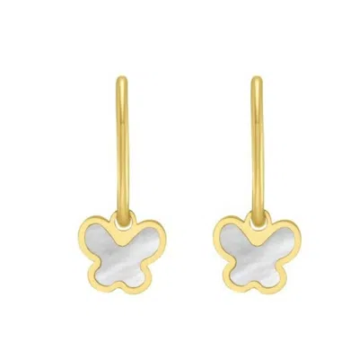 Tresorra 14k Yellow Gold Mop Butterfly Earrings