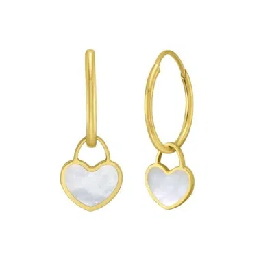 Tresorra 14k Yellow Gold Mop Heart Earrings