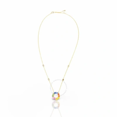 Tresorra 14k Yellow Gold Multicolor Sapphire & Diamond Pendant Necklace
