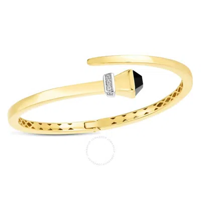 Tresorra 14k Yellow Gold Onyx & Diamond Wrap Hardware Bangle Bracelet
