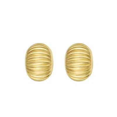 Tresorra 14k Yellow Gold Oval Button Stud Earrings
