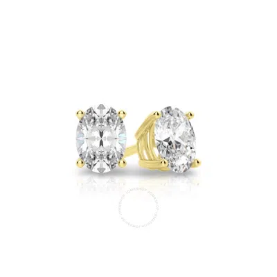 Tresorra 14k Yellow Gold Oval Cut Earth Mined Diamond Stud  Earrings