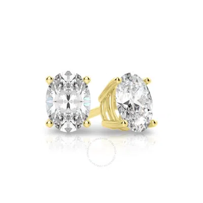 Tresorra 14k Yellow Gold Oval Cut Earth Mined Diamond Stud  Earrings