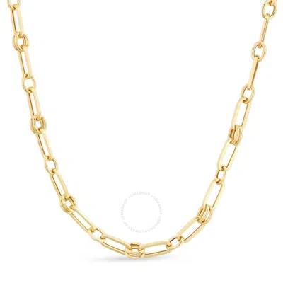 Tresorra 14k Yellow Gold Paperclip Rondel Link Chain Necklace