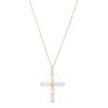 Tresorra 14k Yellow Gold Pearl Cross Pendant Necklace In Yellow