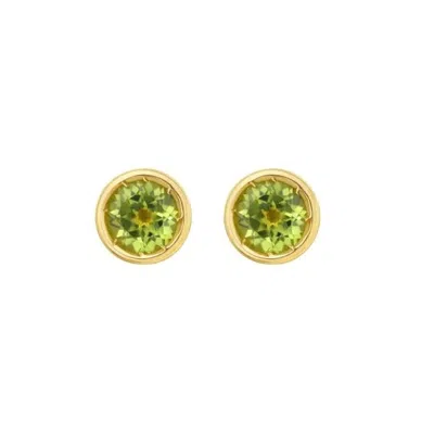 Tresorra 14k Yellow Gold Peridot Birthstone Stud Earrings