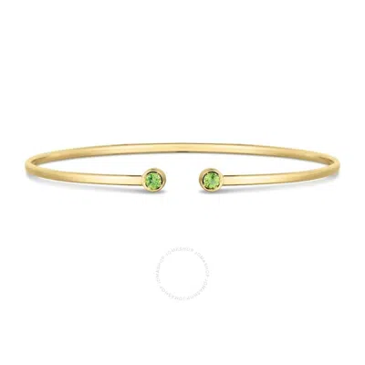 Tresorra 14k Yellow Gold Peridot Open Cuff Bangle Bracelet