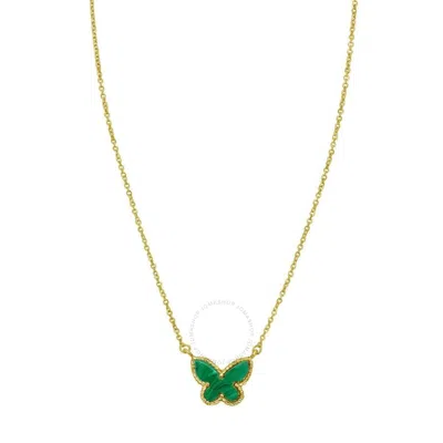 Tresorra 14k Yellow Gold Primavera Malachite Butterfly Necklace