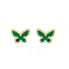 Tresorra 14k Yellow Gold Primavera Malachite Butterfly Stud Earrings In Yellow