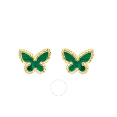 Tresorra 14k Yellow Gold Primavera Malachite Butterfly Stud Earrings