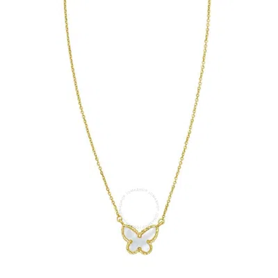 Tresorra 14k Yellow Gold Primavera Mop Butterfly Necklace