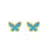 Tresorra 14k Yellow Gold Primavera Turquoise Butterfly Stud Earrings In Yellow