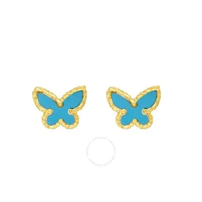 Tresorra 14k Yellow Gold Primavera Turquoise Butterfly Stud Earrings