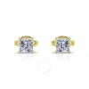 Tresorra 14k Yellow Gold Princess Cut Earth Mined Diamond Stud  Earrings In Yellow