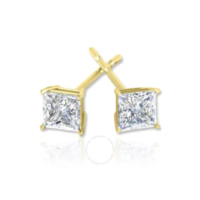 Tresorra 14k Yellow Gold Princess Cut Earth Mined Diamond Stud  Earrings