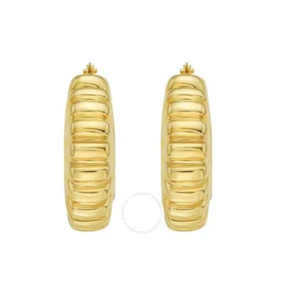 Tresorra 14k Yellow Gold Puffed Ribbed Hoop Earrings
