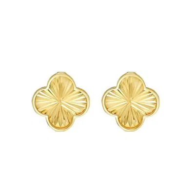 Tresorra 14k Yellow Gold Radiating Clover Stud Earrings