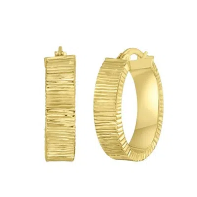 Tresorra 14k Yellow Gold Ribbed Oval Hoop Earrings
