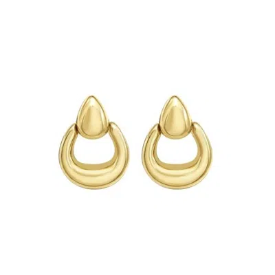 Tresorra 14k Yellow Gold Sculpted Door Knocker Stud Earrings