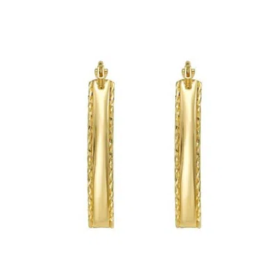 Tresorra 14k Yellow Gold Small Diamond Cut Marquise Hoop Earrings