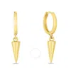 Tresorra 14k Yellow Gold Spike Drop Hoop Earrings In Yellow