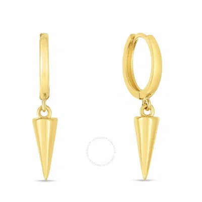 Tresorra 14k Yellow Gold Spike Drop Hoop Earrings