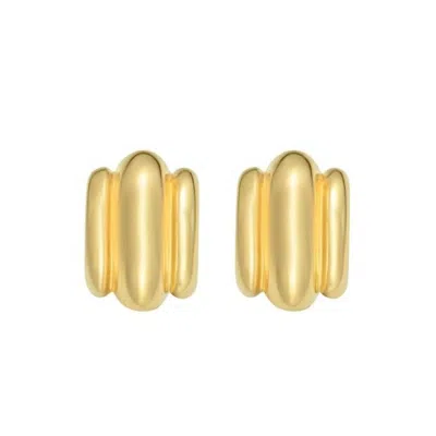 Tresorra 14k Yellow Gold Triple Bar Half Hoop Earrings