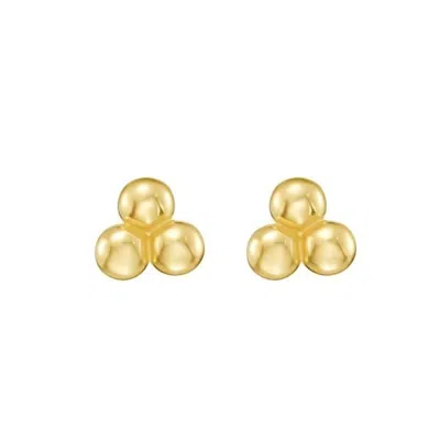 Tresorra 14k Yellow Gold Triple Bead Stud Earrings