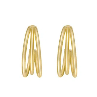 Tresorra 14k Yellow Gold Triple Row C Hoop Earrings