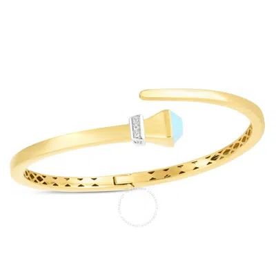 Tresorra 14k Yellow Gold Turquoise & Diamond Wrap Hardware Bangle Bracelet