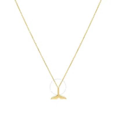 Tresorra 14k Yellow Gold Whale Tail Pendant Necklace