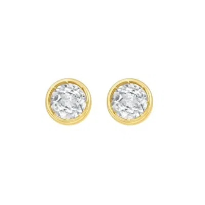 Tresorra 14k Yellow Gold White Topaz Birthstone Stud Earrings