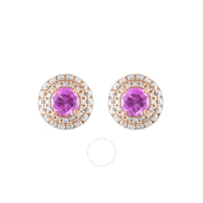 Tresorra 18k Rose Gold Pink Sapphire Earrings In Yellow