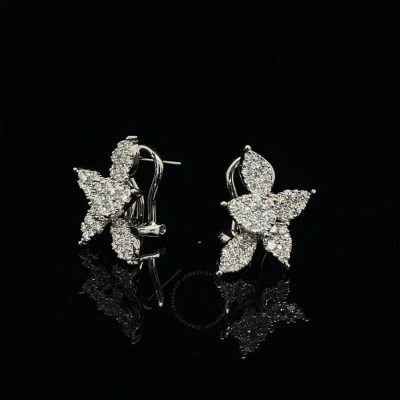 Tresorra 18k White Gold Butterfly Cluster Diamond Statement Earrings