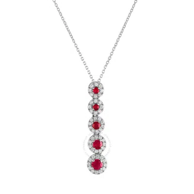 Tresorra 18k White Gold Diamond & Ruby Necklace