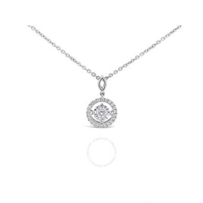 Tresorra 18k White Gold Floating Round Halo Diamond Pendant Necklace