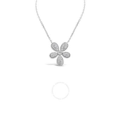 Tresorra 18k White Gold Flower Cluster Diamond Necklace In Metallic