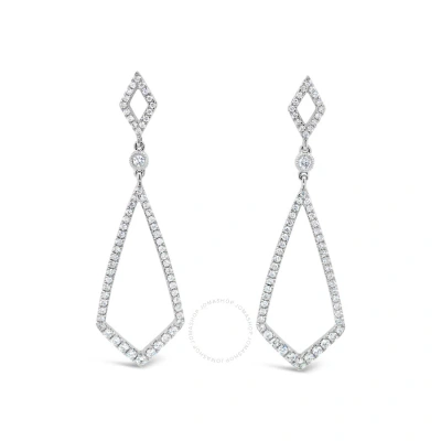 Tresorra 18k White Gold Geometric Dangle Diamond Earrings In Metallic