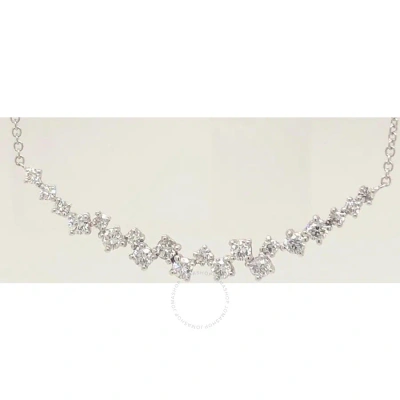 Tresorra 18k White Gold Graduated Float Diamond Necklace In Metallic