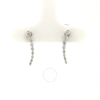 Tresorra 18k White Gold Gradurated Climber Diamond Stud Earrings In Metallic