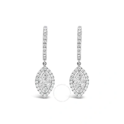 Tresorra 18k White Gold Marquise Halo Cluster Diamond Drop Earrings In Metallic
