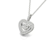TRESORRA TRESORRA 18K WHITE GOLD MINI FLOAT HEART DOUBLE HALO DIAMOND CLUSTER PENDANT NECKLACE