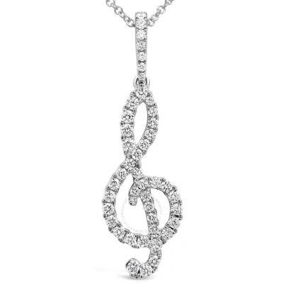 Tresorra 18k White Gold Music Note Diamond Pendant Necklace