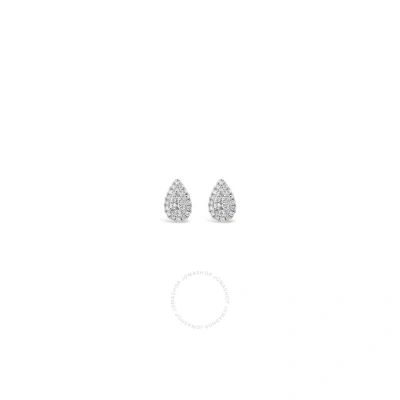Tresorra 18k White Gold Pear Halo Cluster Diamond Stud Earrings In Metallic