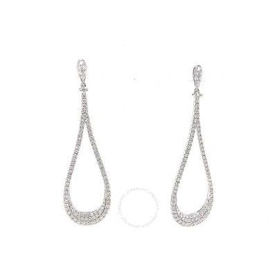 Tresorra 18k White Gold Pear Open Space Diamond Dangle Earrings