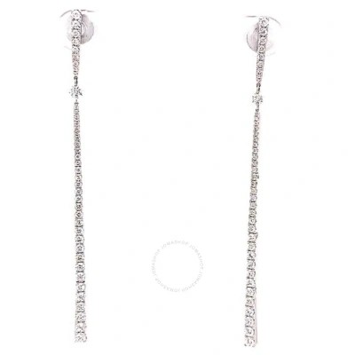 Tresorra 18k White Gold Single Graduated Thread Diamond Dangle Earrings