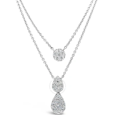 Tresorra 18k White Gold Two Shapes Double Layer Diamond Necklace