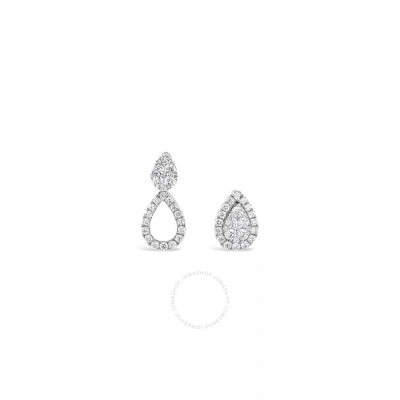Tresorra 18k White Gold Two Way Pear Halo Diamond Drop/stud Earrings In Metallic
