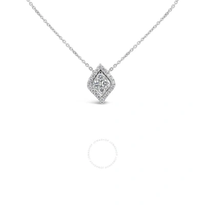 Tresorra 18k White Gold Twoway Marquise Halo Illusion Diamond Pendant Necklace